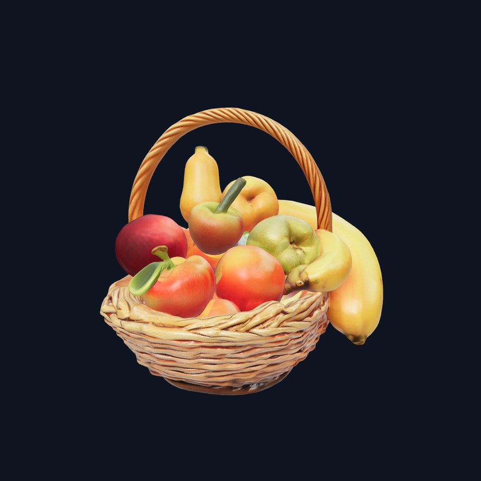 Vibrant Fruit Basket Harvest Display model pack