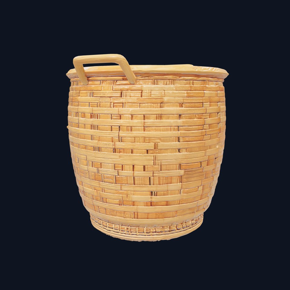 Cedar Wood Basket with Ergonomic Handles model pack