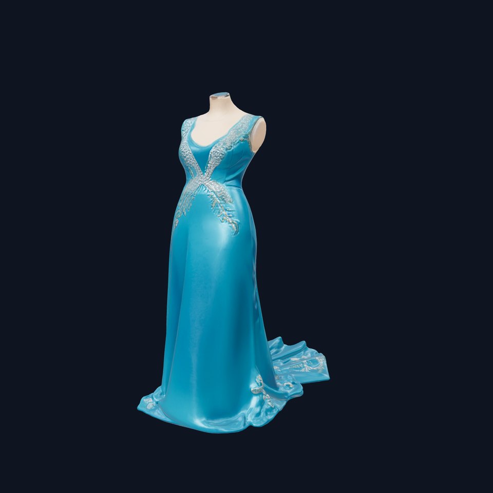 Elegant Evening Dress 3D Model Pack with Satin and Lace