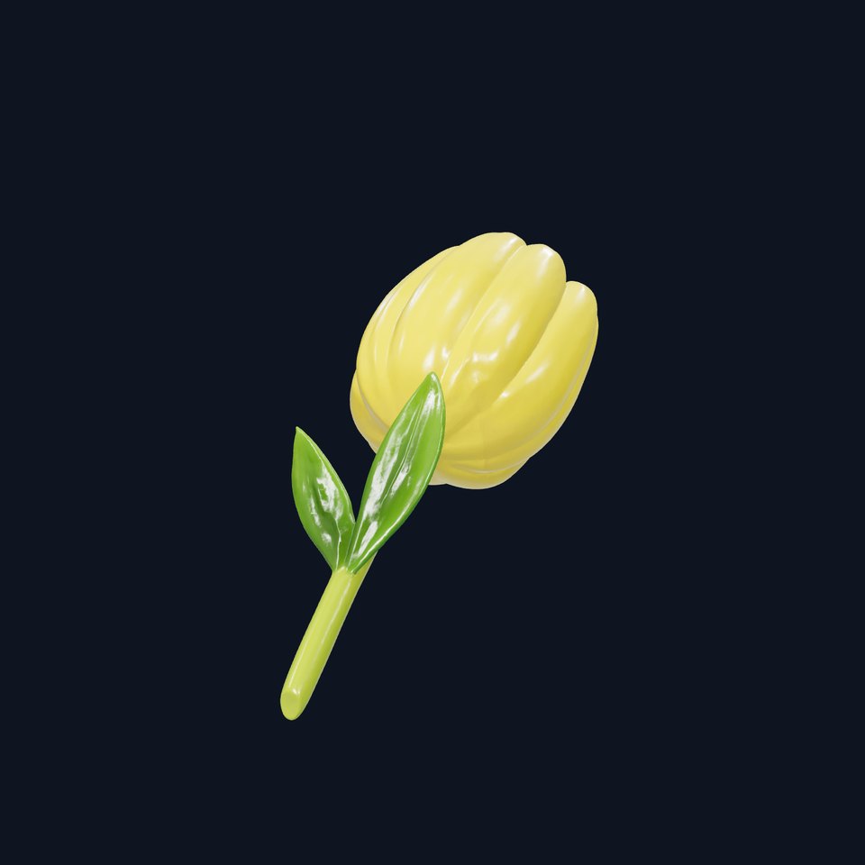 Tulipa Yellow Sun Petal Realistic 3D Model Pack