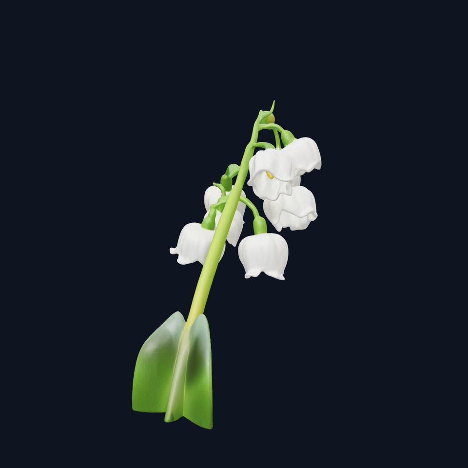 Double Lily of the Valley Detailed Floral Sculpture model pack