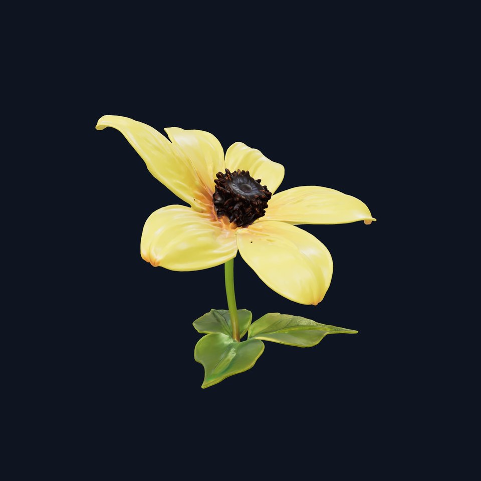 Bright Yellow Petal Flower Realistic model pack