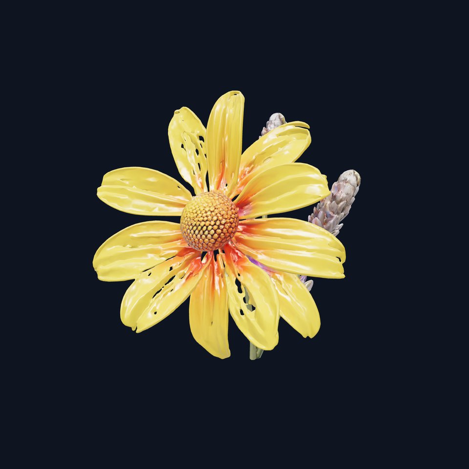 Lavandula Yellow Flower Model Pack with Textured Petals