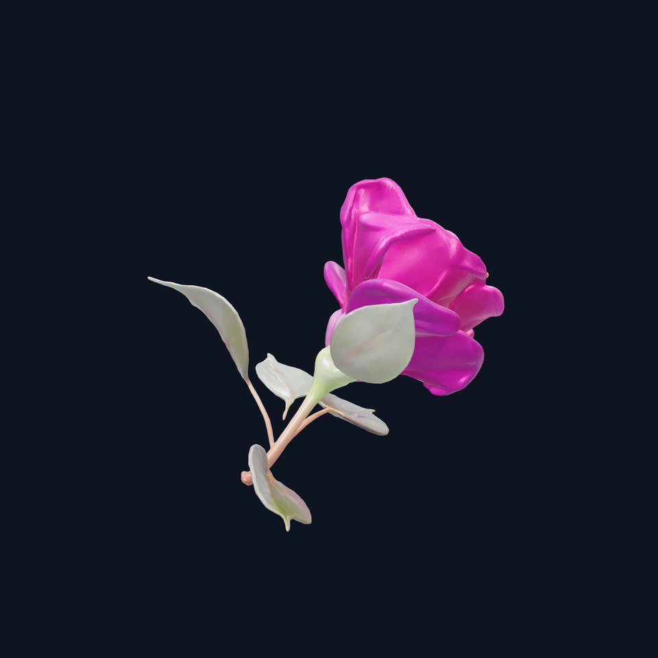 Rosa Purple Velvet Flower Sculpture model pack