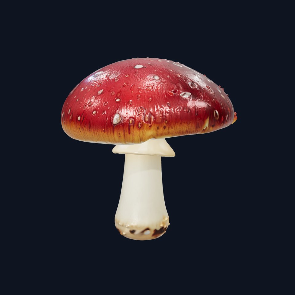 Dewy Red-Cap Mushroom 3D Model Pack