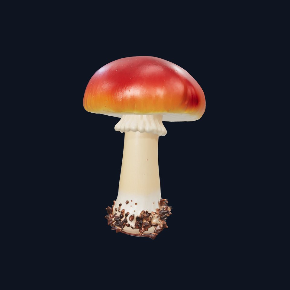 Mature Red-Cap Mushroom 3D Model Pack