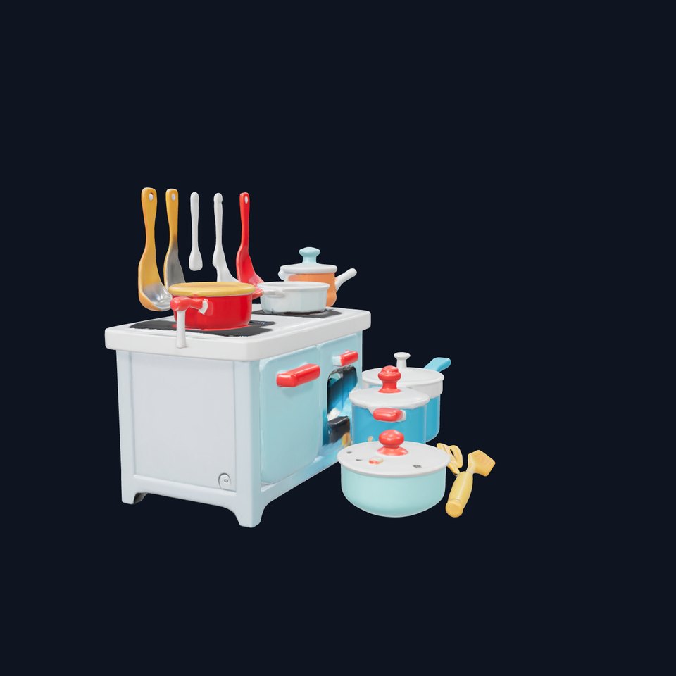 Miniature Kitchen Playset with Utensils model pack
