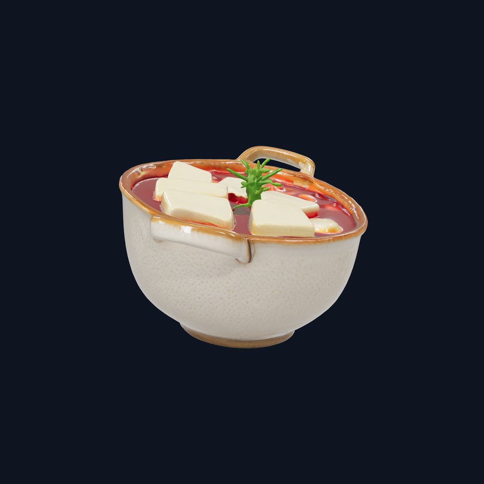 Korean Tofu Stew Pot Photorealistic model pack viewer poster