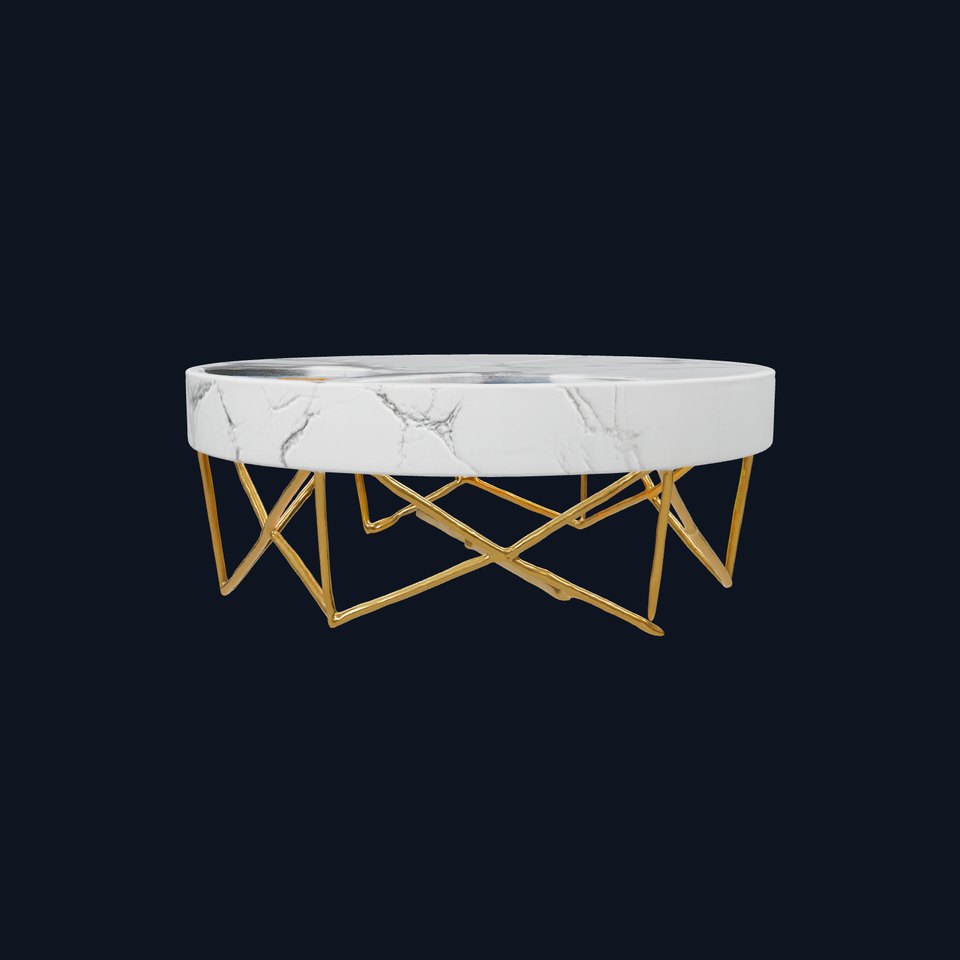 Chic Marble Coffee Table with Gold Geometric Legs model pack viewer poster
