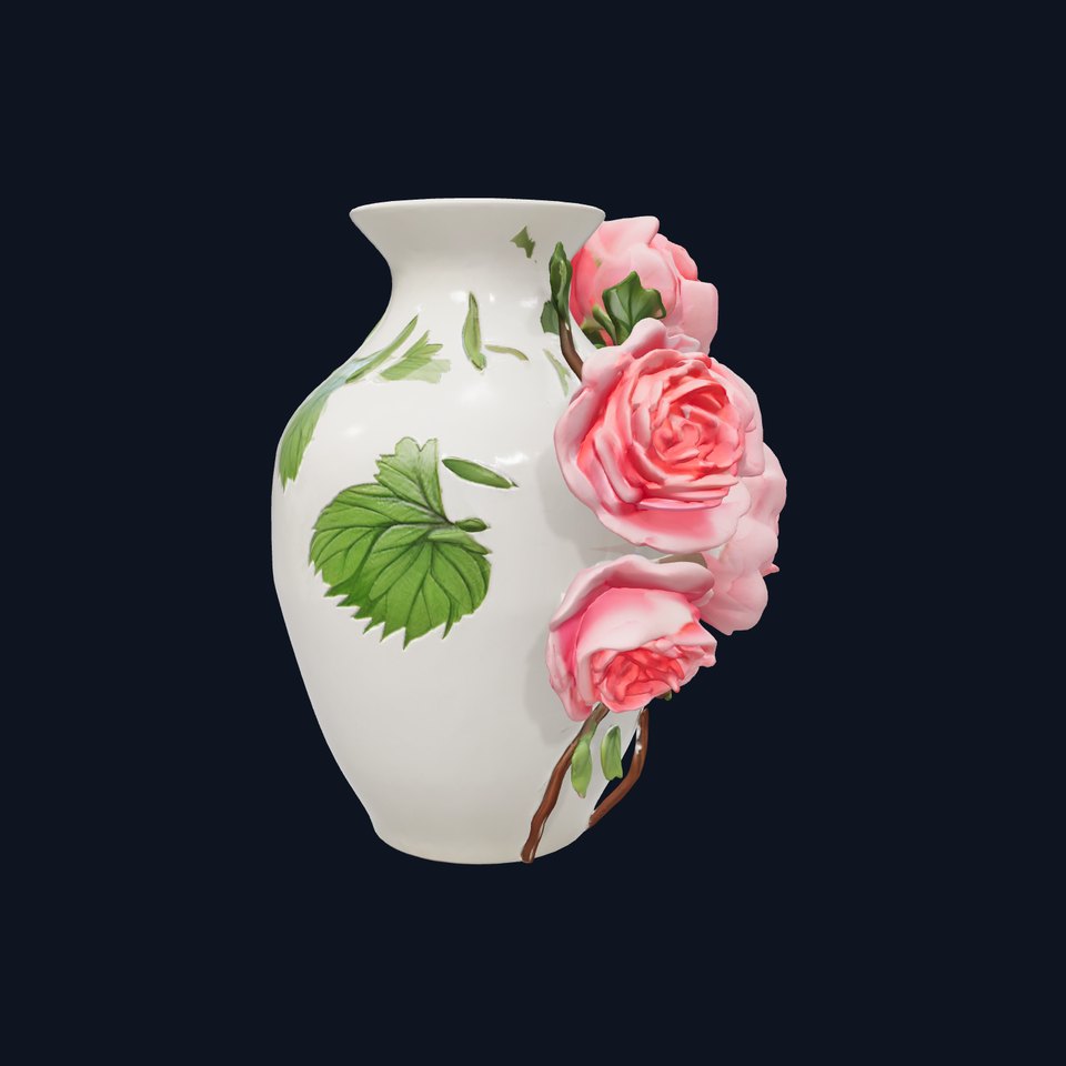 Ceramic Vase with Hand-Painted Roses model pack