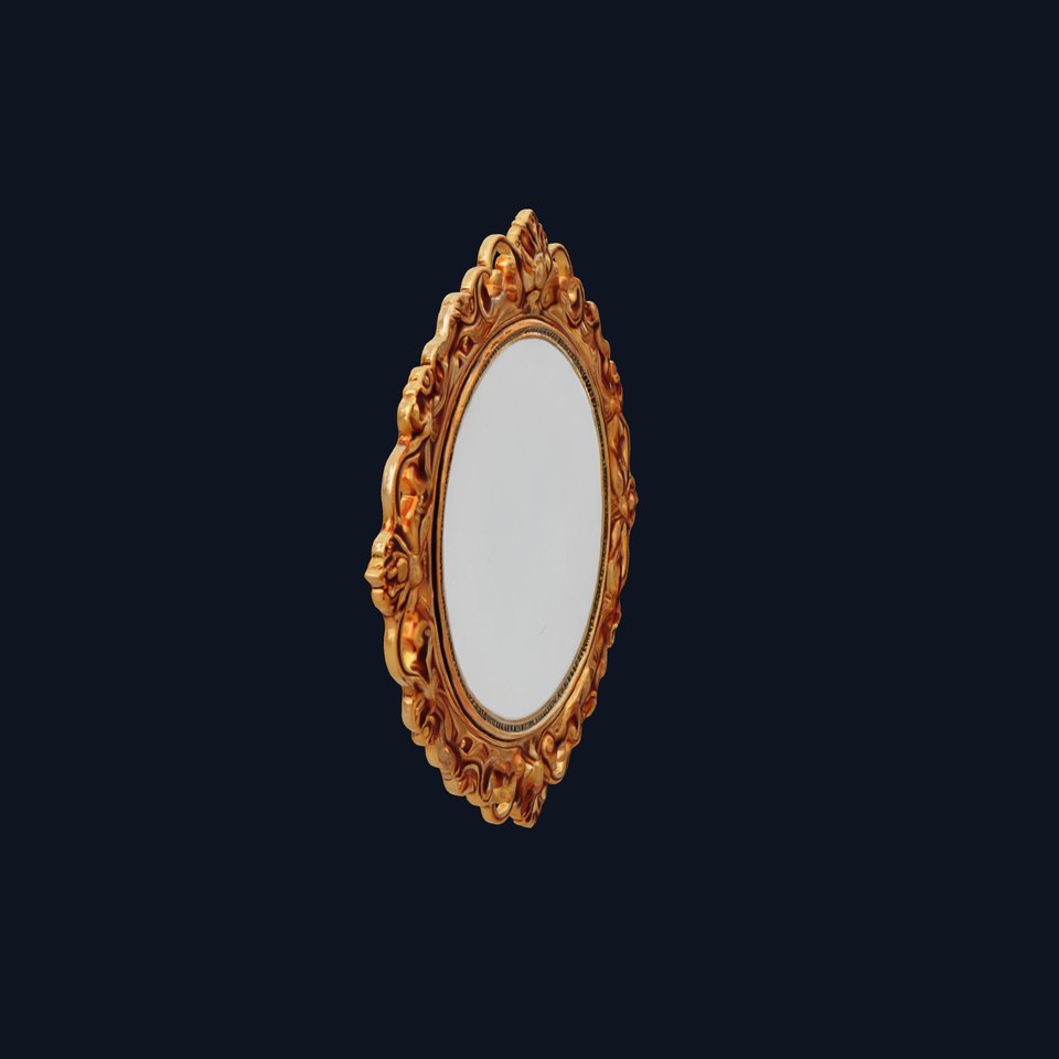 Ornate Antique Gold Mirror Floral Frame model pack