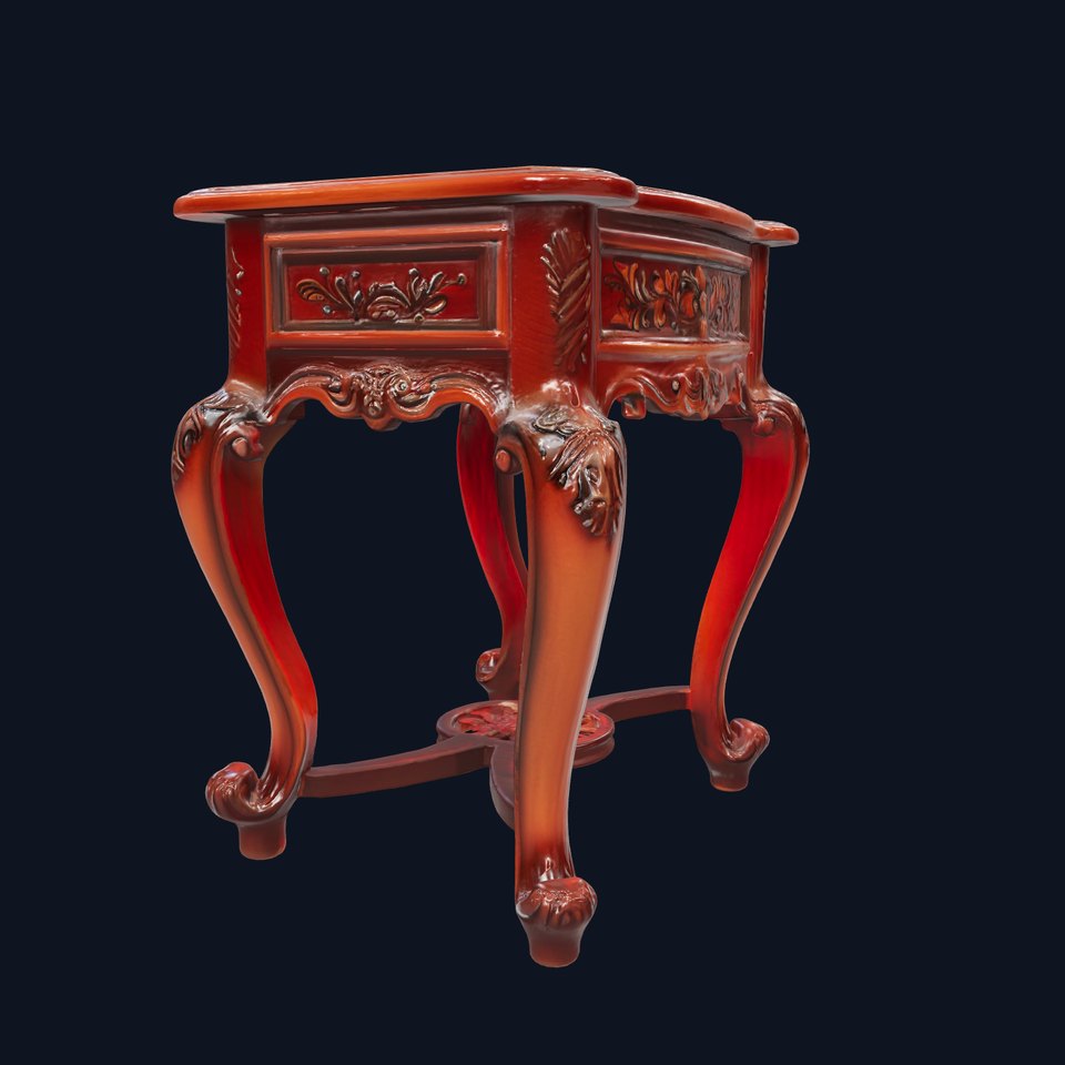 Carved Mahogany Side Table with Curved Legs model pack