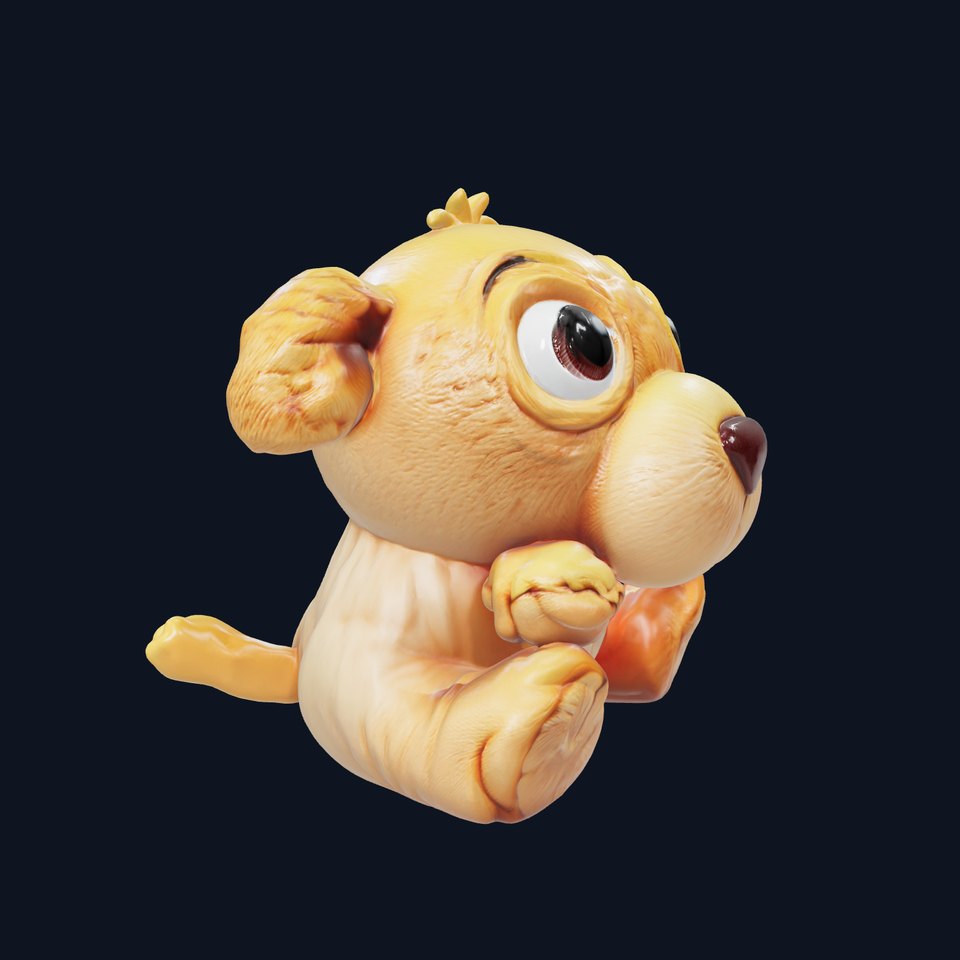 Charming Plush Toy with Oversized Eyes model pack