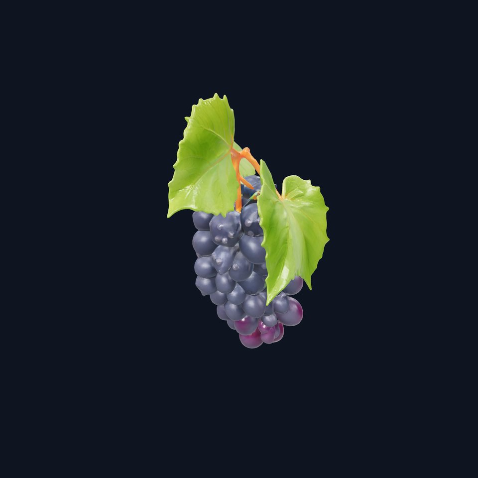 Realistic Grape Bunch with Leaves model pack
