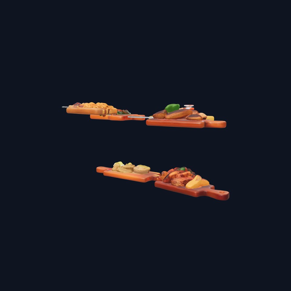 Boutique BBQ Spread Premium Dining Wooden Boards model pack viewer poster