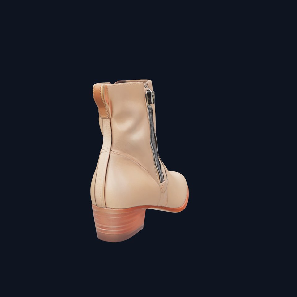 Stylish Beige Ankle Boot with Side Zippers model pack