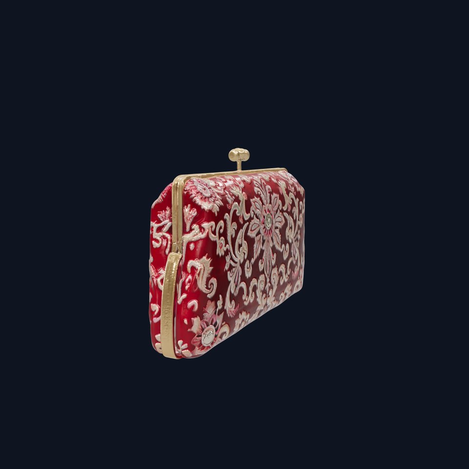 Elegant Velvet Embroidered Clutch Bag model pack