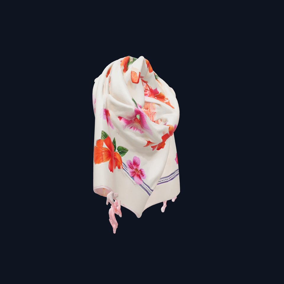 Floral Silk Scarf with Fringe model pack viewer poster