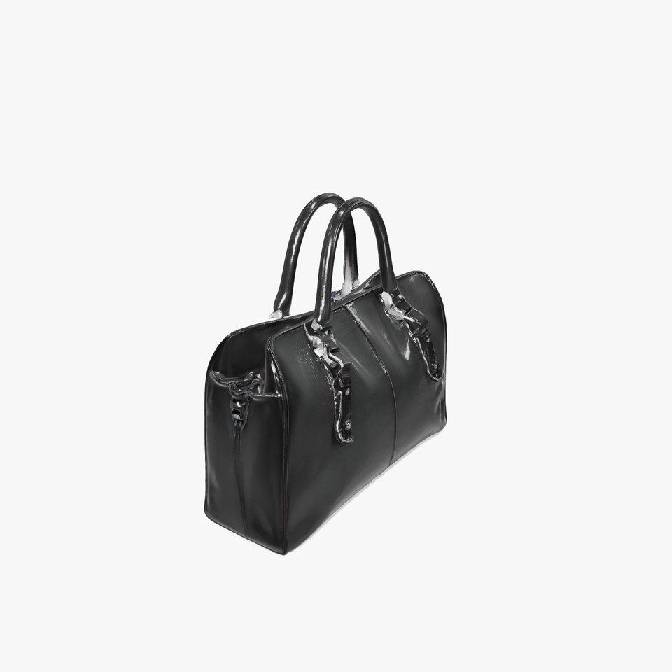 Glossy Black Leather Handbag Model Pack