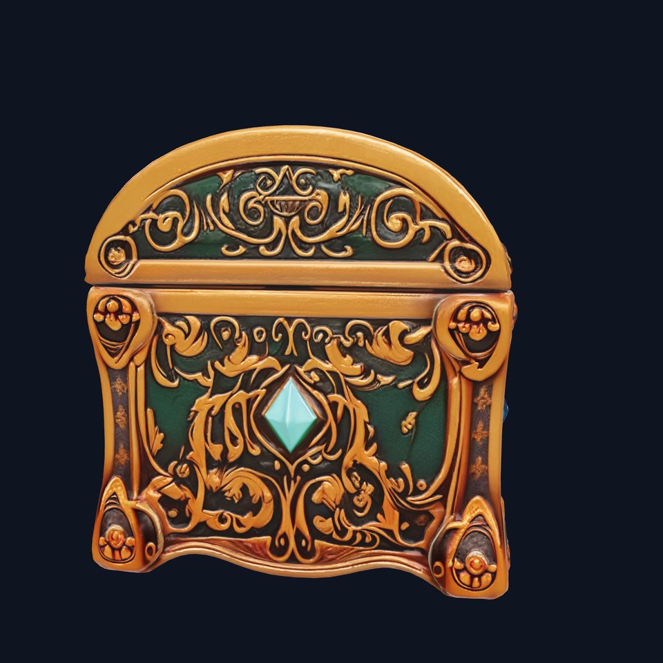 Enchanted Treasure Chest with Filigree and Inlays model pack