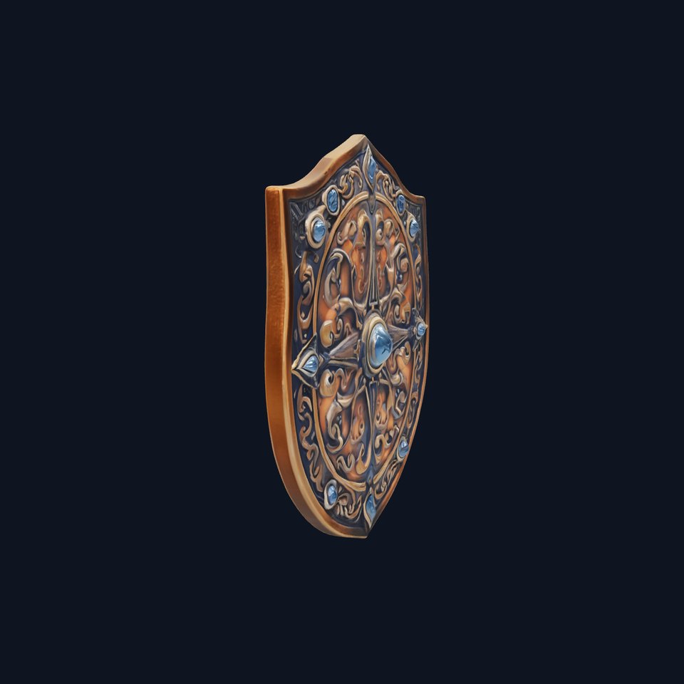 Ornate Enchanted Battle Shield Bronze model pack