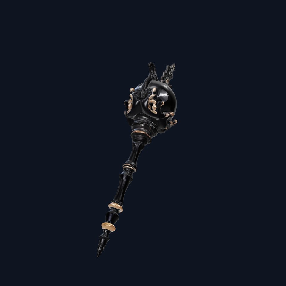 Necromancer Ebony Staff with Obsidian Orb model pack