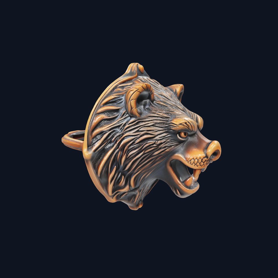 Bear Head Door Knocker Bronze Finish model pack
