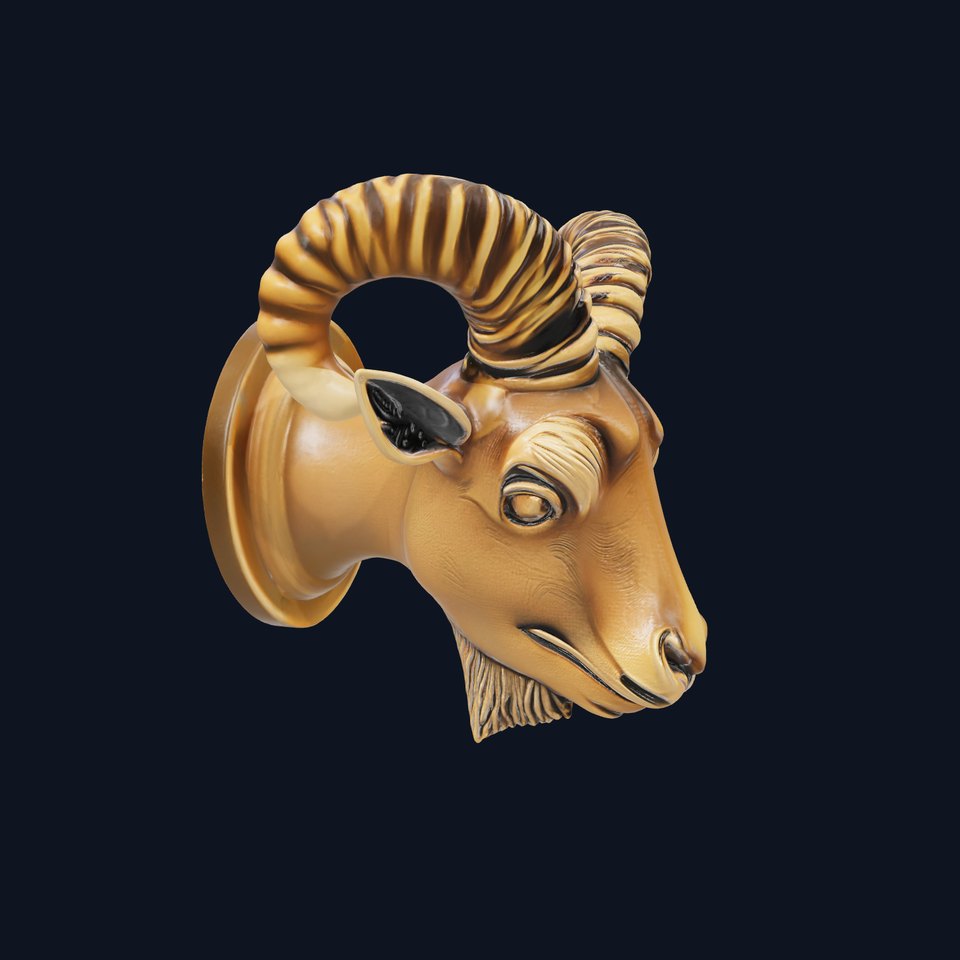 Bronze Goat Head Door Knocker Sculpture model pack viewer poster