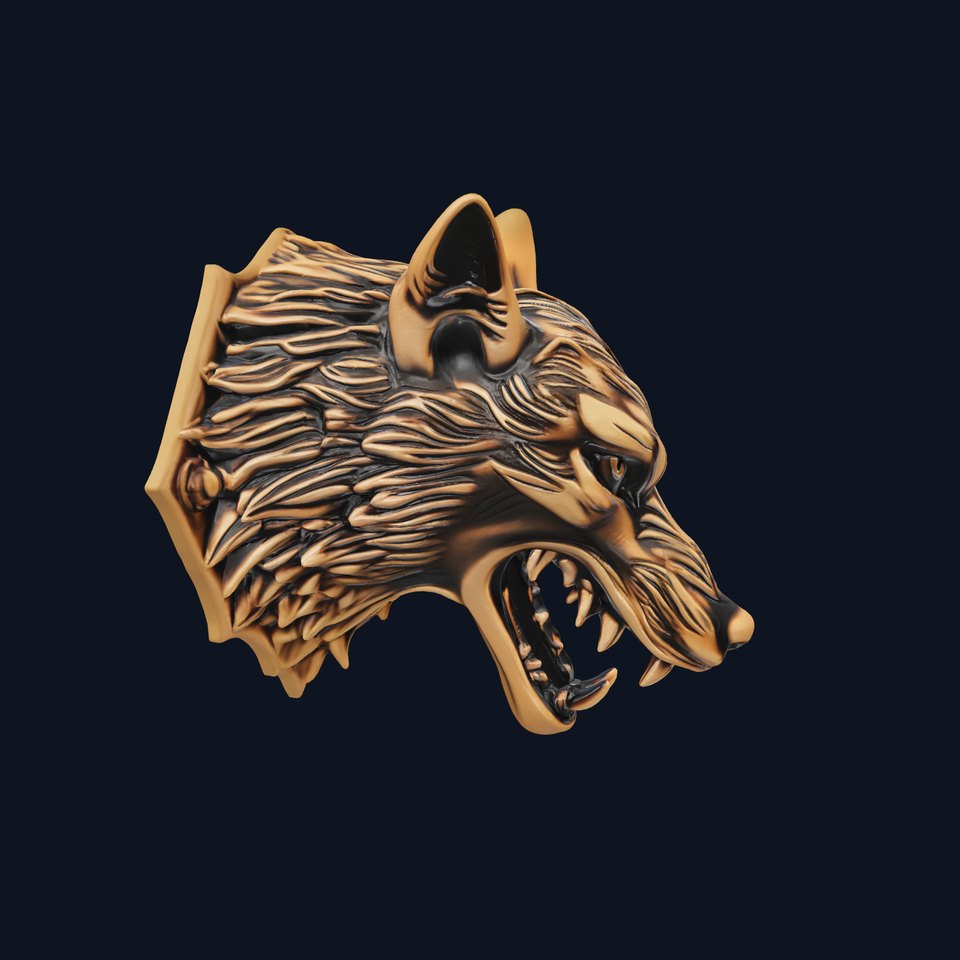 Wolf Head Door Handle Bronze Sculpture model pack