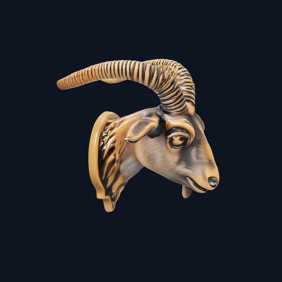 Bronze Goat Head Door Handle model pack