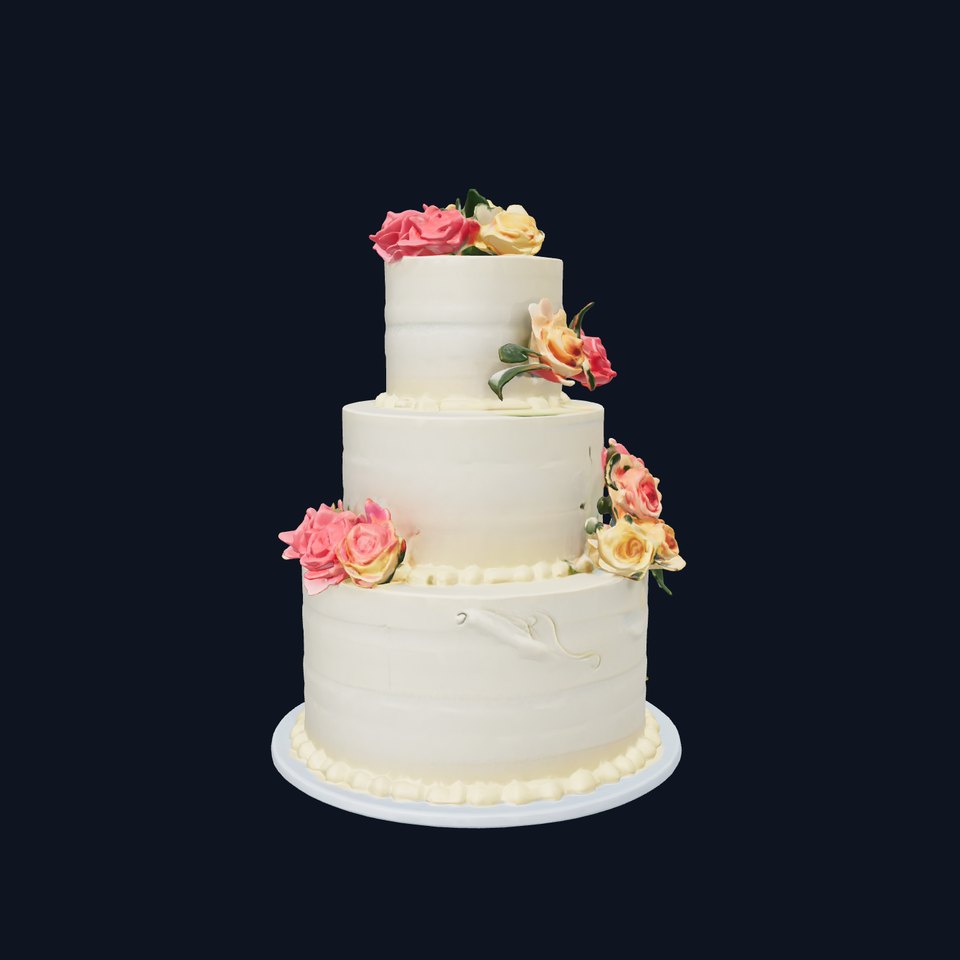 ThreeTier Wedding Cake with Flowers model pack