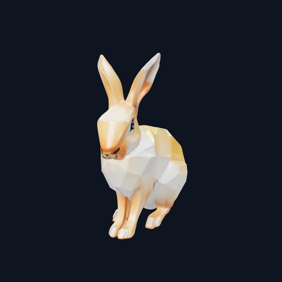 Polygonal Hare Sculpture Geometric Facets model pack