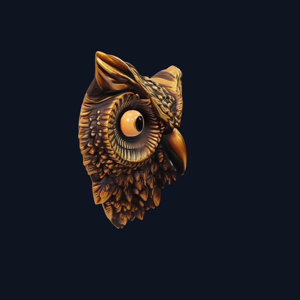 Owl Head Door Handle Bronze Sculpture model pack