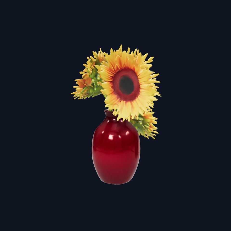 Burgundy Sunflower Vase Decorative Model Pack