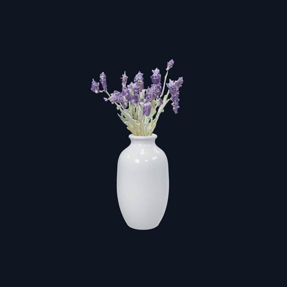 Slate Gray Vase with Lavender Bouquet Model Pack