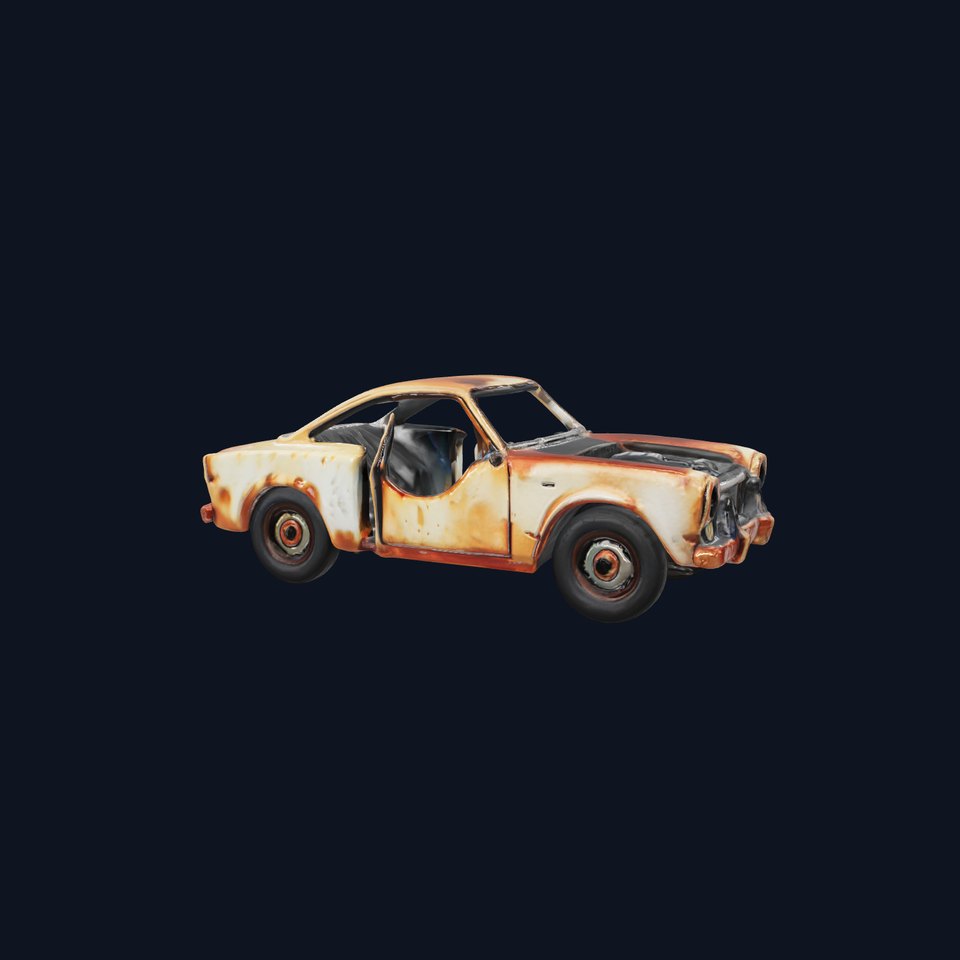 Rusted Vintage Car Body Damage Model Pack