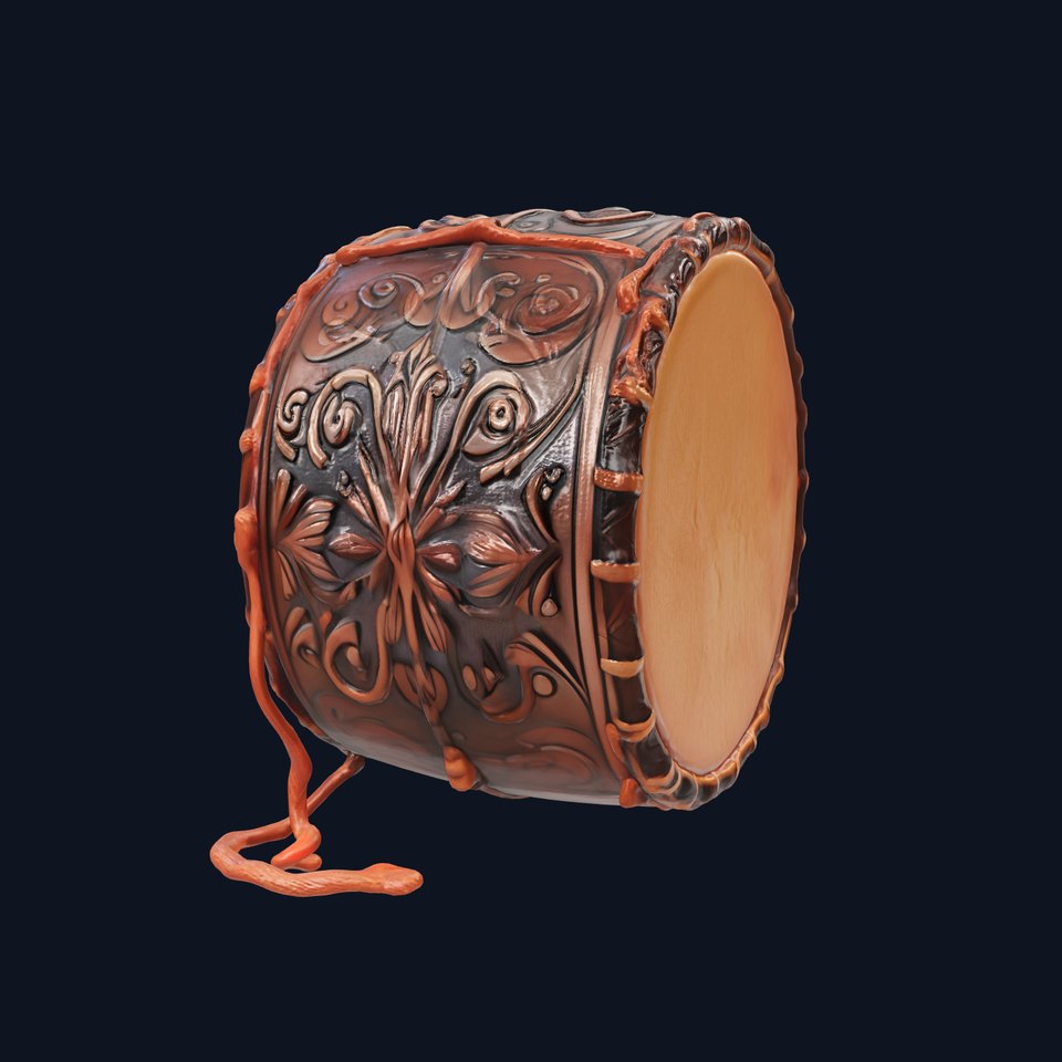 Traditional African Drum Sculpture Model Pack viewer poster