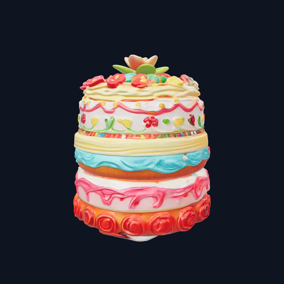 Festive MultiLayer Cake with Intricate Icing Patterns model pack