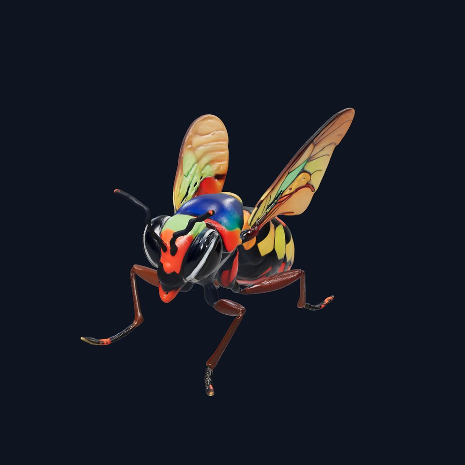 Exotic Insect with Stained Glass Wings model pack