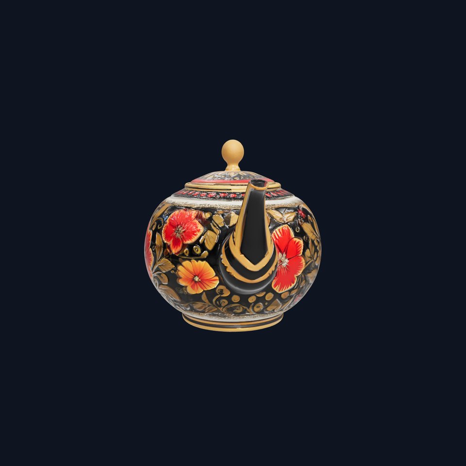 Vintage Floral Decorative Teapot D Model Pack