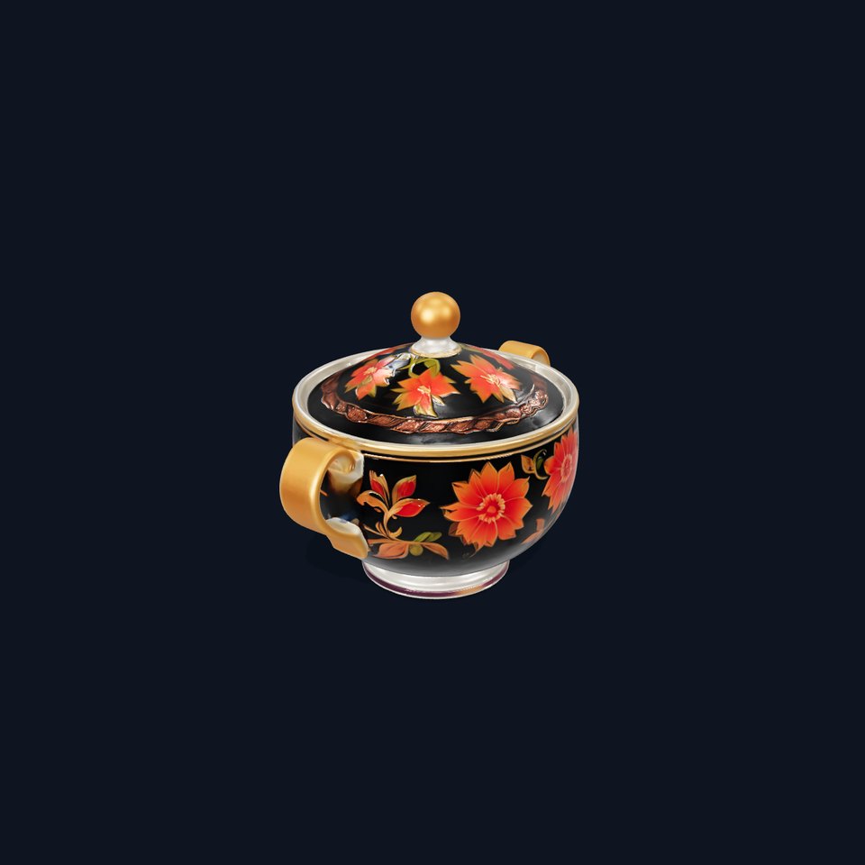 Ornate Floral Ceramic Teapot Model Pack