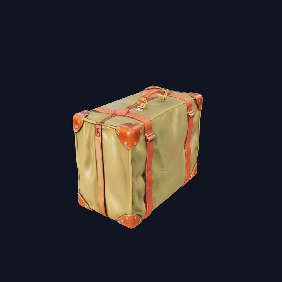 Vintage Leather Canvas Suitcase Model Pack viewer poster