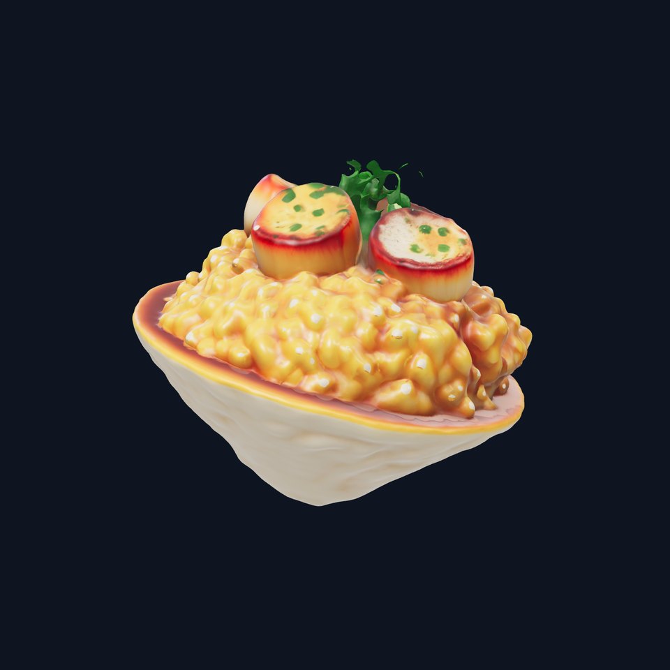 Gourmet Scallop Risotto Model Pack for Culinary Visualization