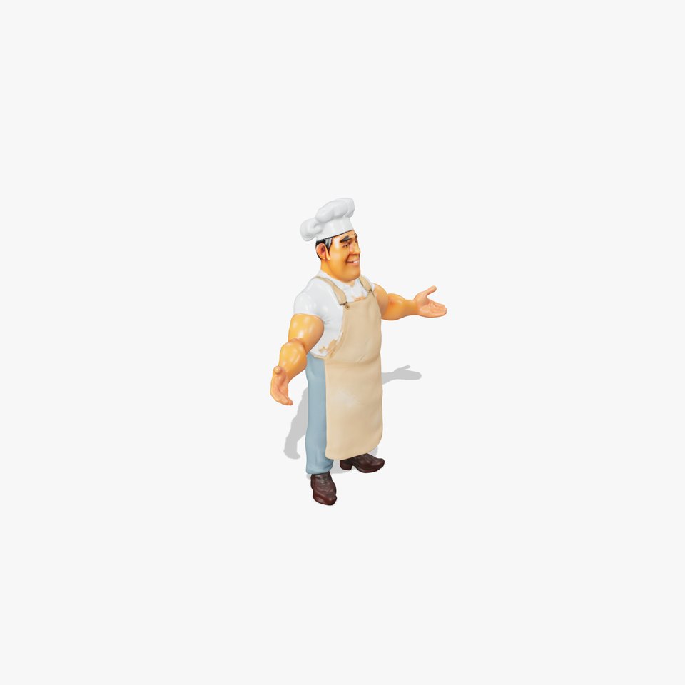 Friendly Chef D Character Model in Apron and Hat
