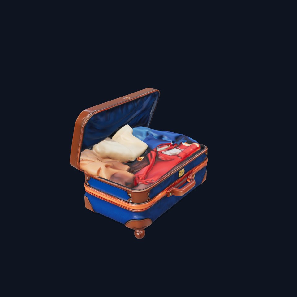 Realistic Travel Suitcase with Clothes Model Pack