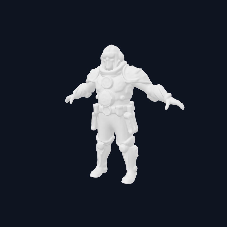 Steampunk Explorer D Character Model with Mechanical Armor and Goggles