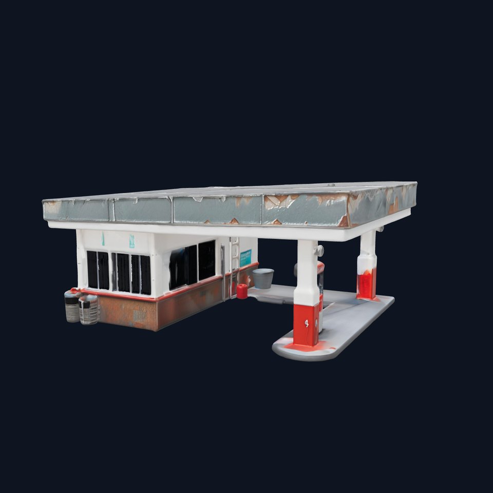 Vintage Gas Station Model Pack with Weathered Textures