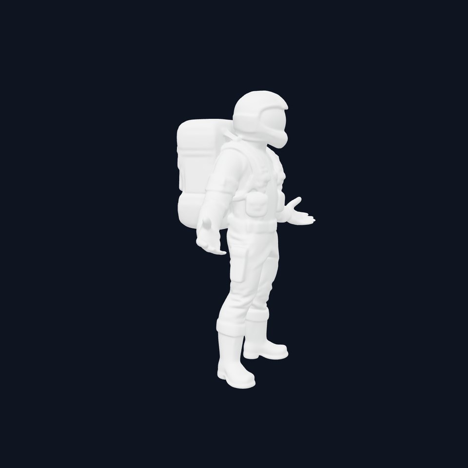 D Astronaut Character Model in Yellow Suit with Helmet for Game Use