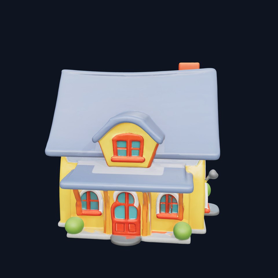 Cartoon House D Model Pack for Game and Animation