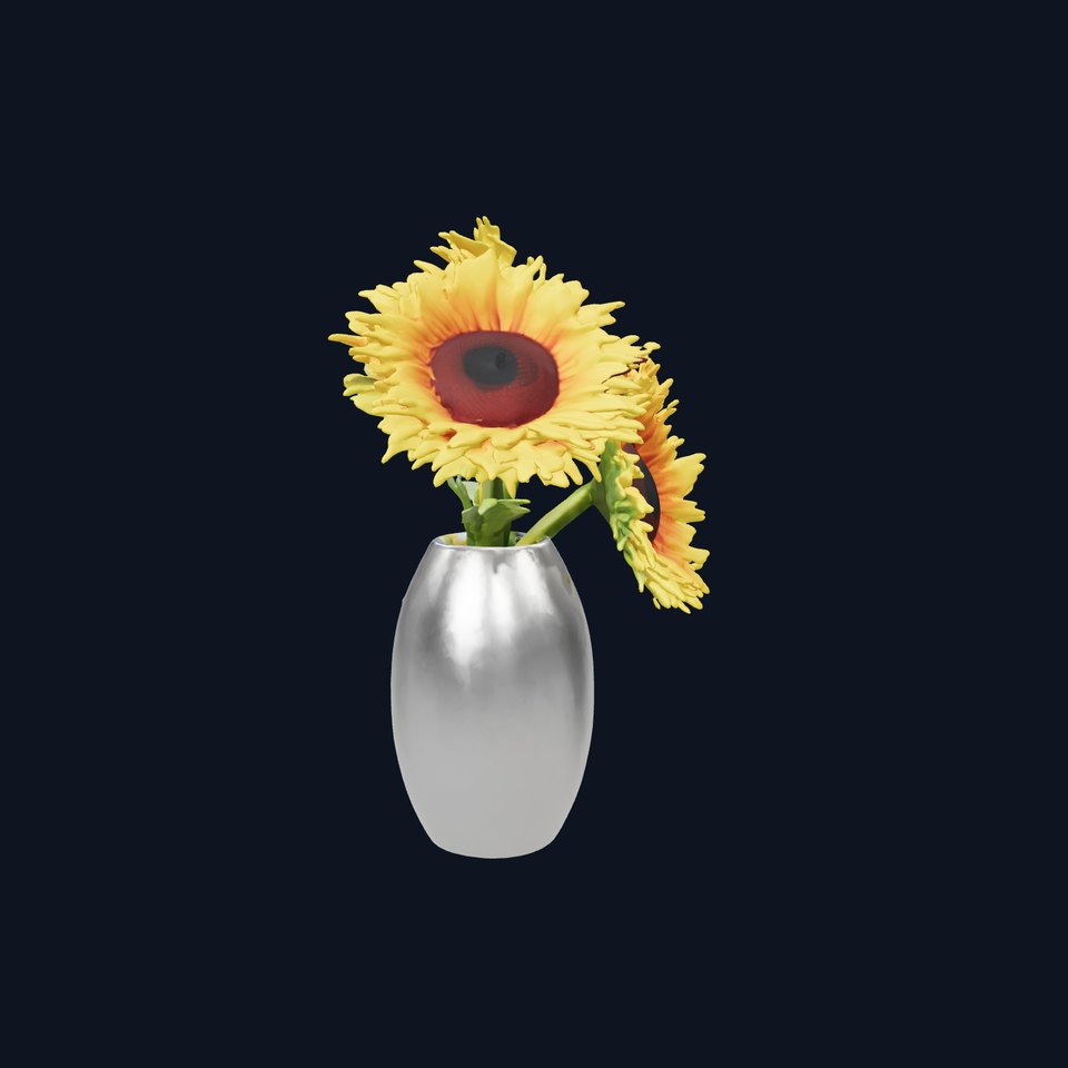Sunflower Vase Model Pack with PBR Textures